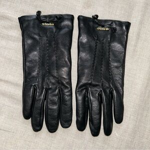 Coach Women's Black Leather/Cashmere Gloves 7.5
